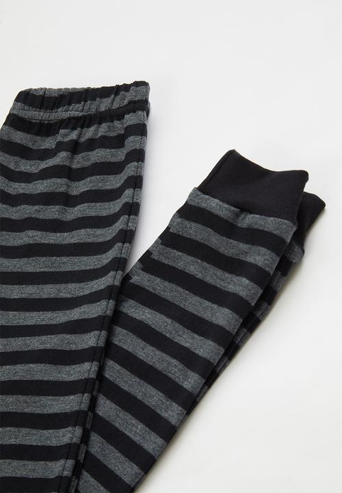 Pop Candy - Tee & pants pj set - black & charcoal 