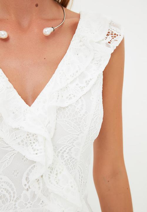 Trendyol - Collar detailed dress - ecru