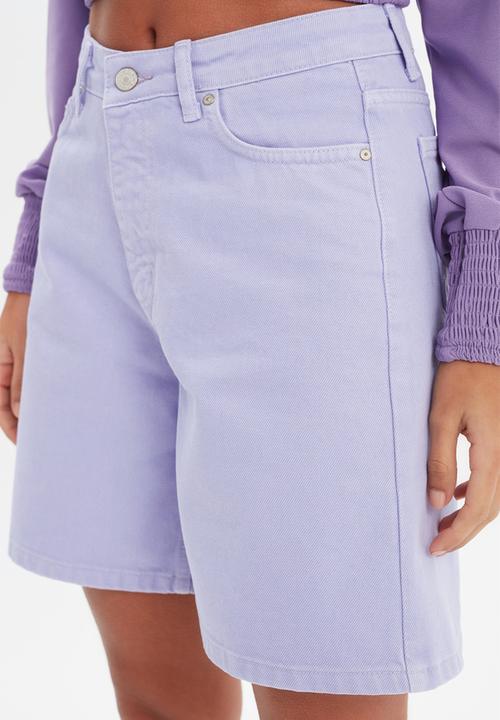 Trendyol - Long denim shorts - lilac