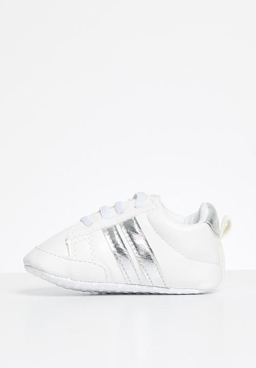 Pop Candy - Girls pu sneaker - white & silver