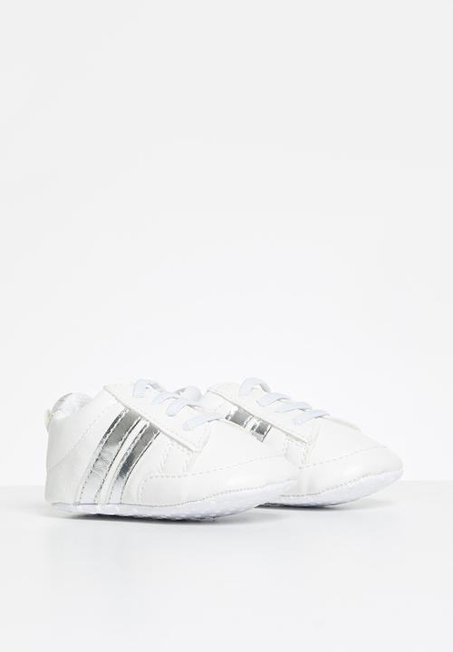 Pop Candy - Girls pu sneaker - white & silver