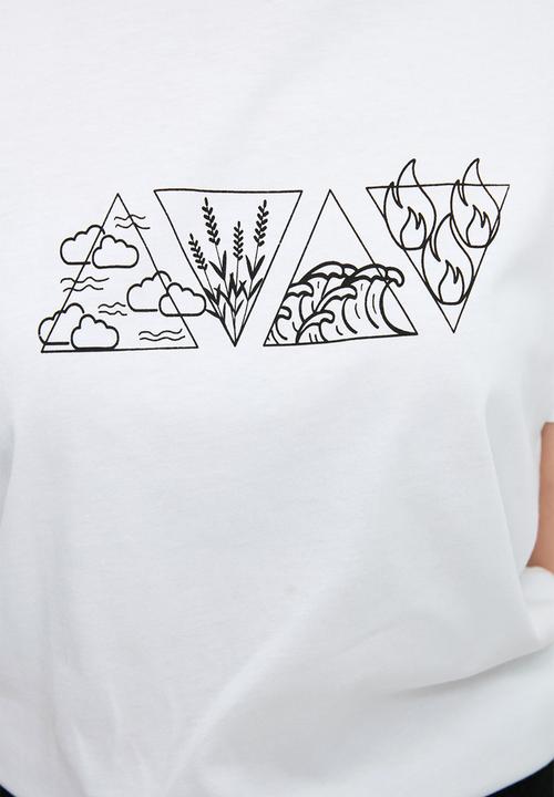 Trendyol - Printed semifitted knitted T-shirt  - white