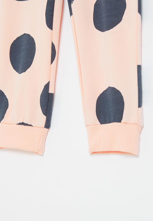 Pop Candy - Girls polka dot jogger - pink & black