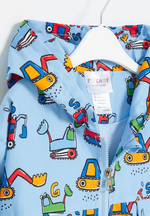 Pop Candy - Boys printed hooded raincoat - blue