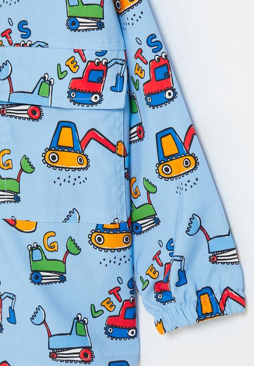Pop Candy - Boys printed hooded raincoat - blue