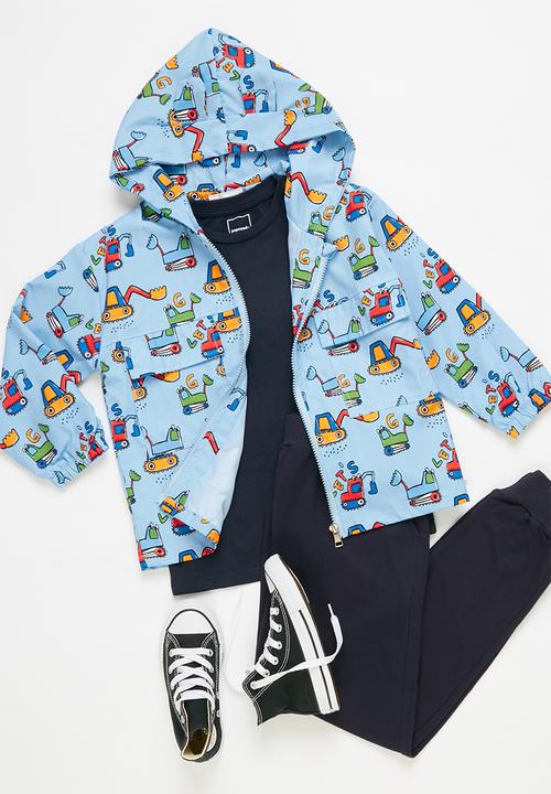 Pop Candy - Boys printed hooded raincoat - blue