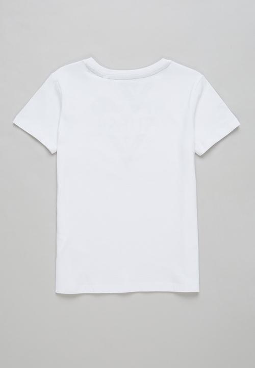 GUESS - Short sleeve raised triangle crew tee - white