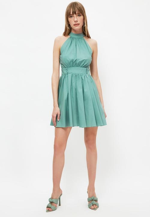 Trendyol - Halter neck ruffle dress  - mint