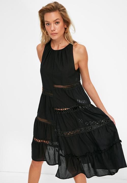 Trendyol - Stripe detailed beach dress - black