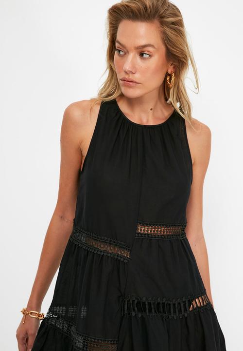 Trendyol - Stripe detailed beach dress - black