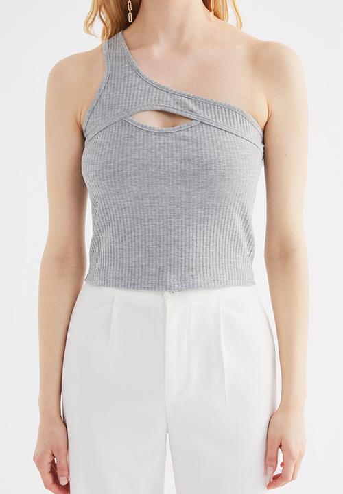 Trendyol - Single sleeve knitted singlet  - grey