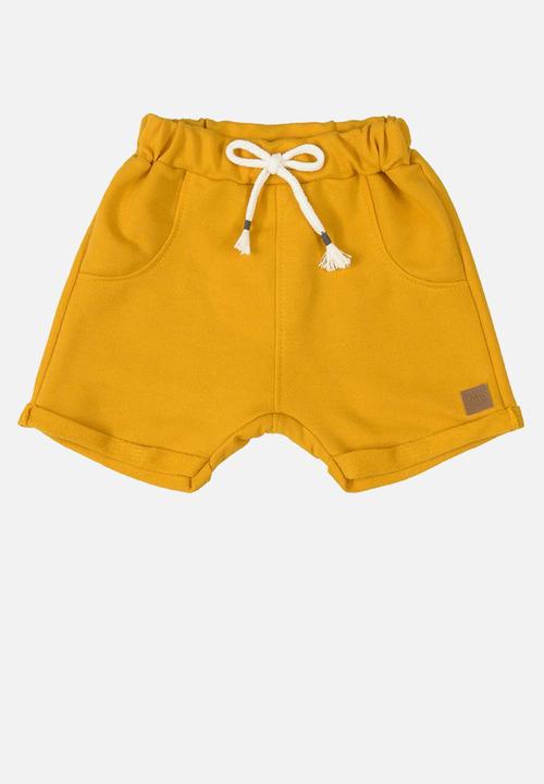UP Baby - Yarn dyed elastane jersey bodysuit and sweat bermuda - grey & mustard 