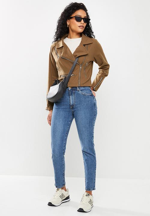 STYLE REPUBLIC - Suedette biker jacket - tan