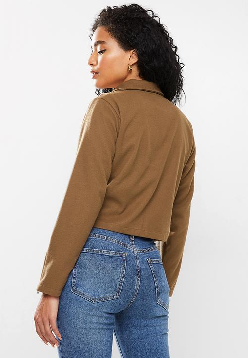 STYLE REPUBLIC - Suedette biker jacket - tan