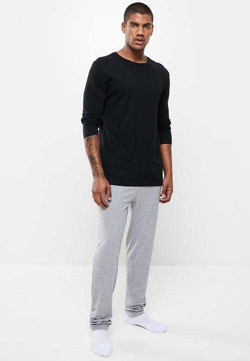 Superbalist - 2-pack knit slim lounge pant - black & grey