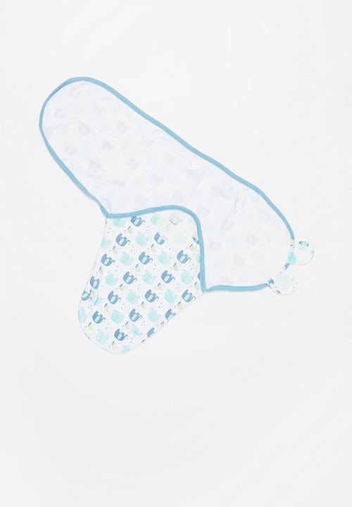 Pop Candy - Baby printed swaddle blanket - baby blue & white