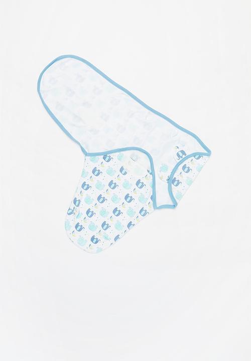 Pop Candy - Baby printed swaddle blanket - baby blue & white