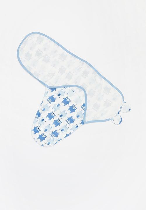 Pop Candy - Baby printed swaddle blanket - white & blue