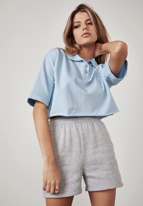 Factorie - Crop polo top - skyway blue/team series