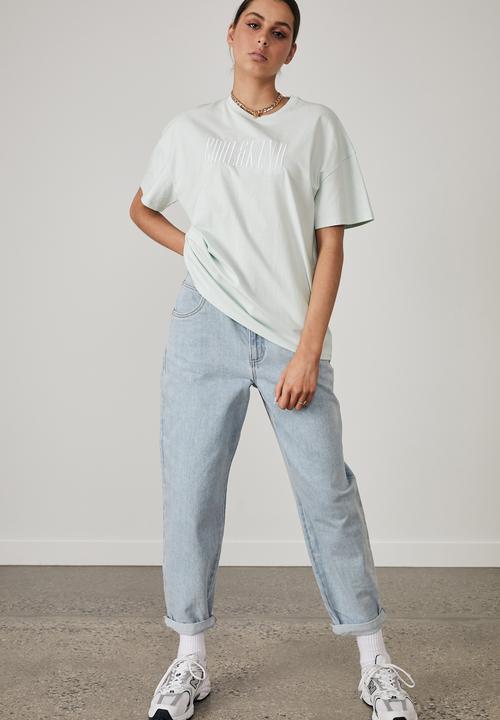 Factorie - Super relaxed graphic tee - opal blue