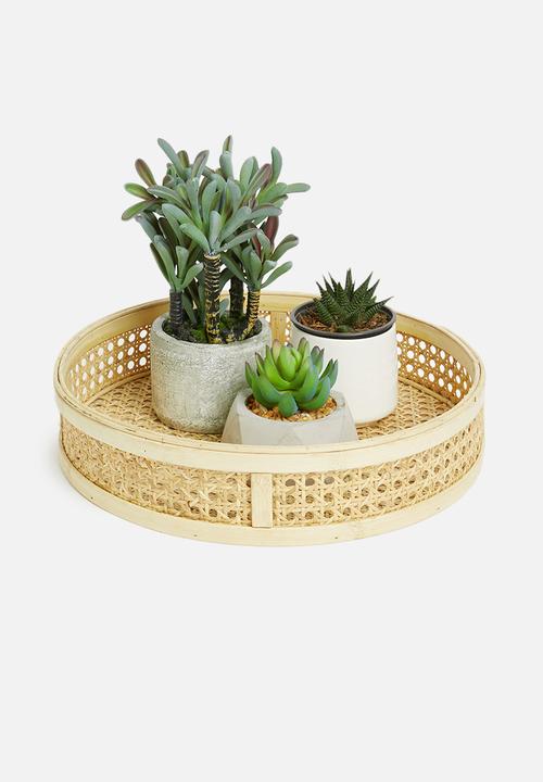Sixth Floor - Mina rattan tray - neutral 