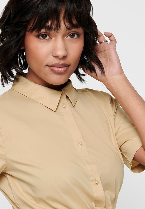 Jacqueline de Yong - Millie life short sleeve dress - warm sand