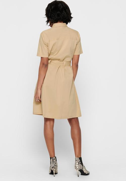 Jacqueline de Yong - Millie life short sleeve dress - warm sand