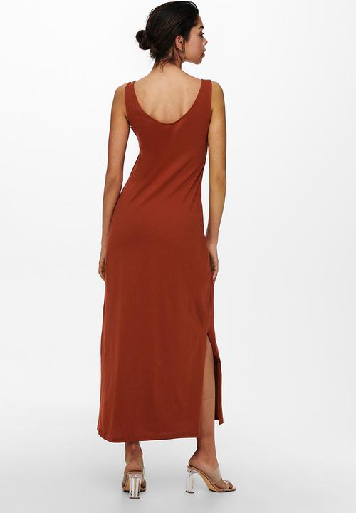 ONLY - May life sleeveless v-neck dress - cayenne