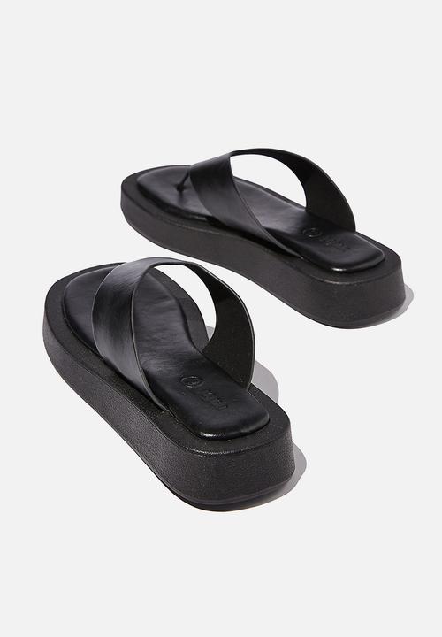 Cotton On - Sadie flip flop flatform - black