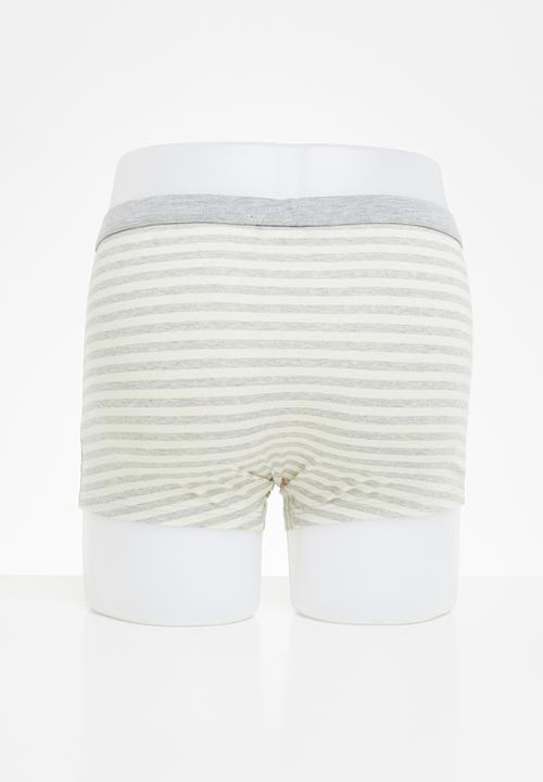 basicthread - Stripe boxer briefs - grey & cream