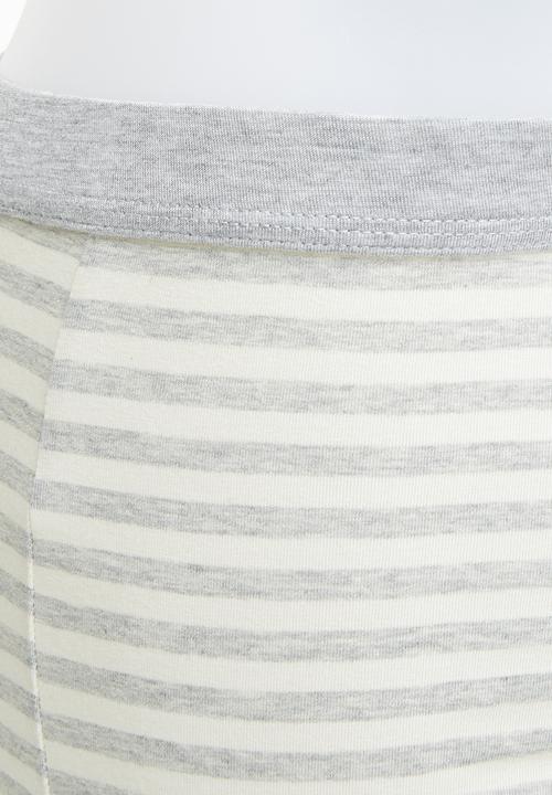 basicthread - Stripe boxer briefs - grey & cream