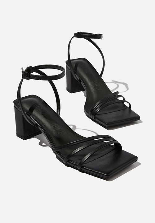 Cotton On - Liv ankle strap low block heel - black 