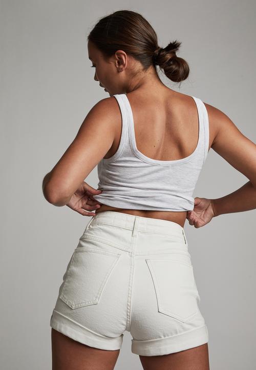 Cotton On - High rise classic stretch denim short - whitehaven