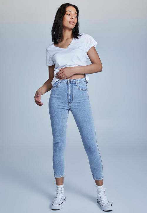 Cotton On - High rise cropped super stretch - flynn blue pockets