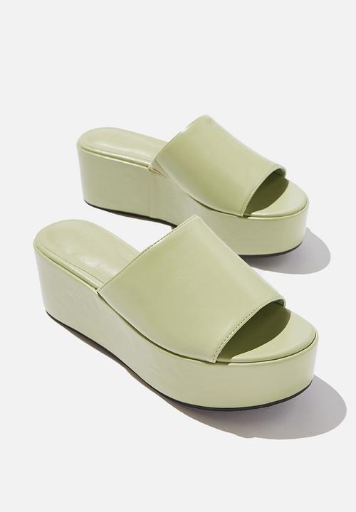 Cotton On - Mya single vamp flatform - green smooth pu