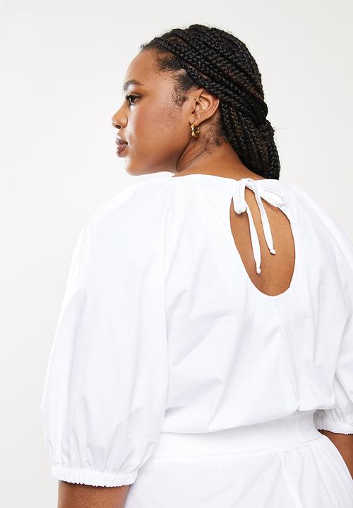 Me&B - Plus miss candy raglan bellow sleeve dress - white