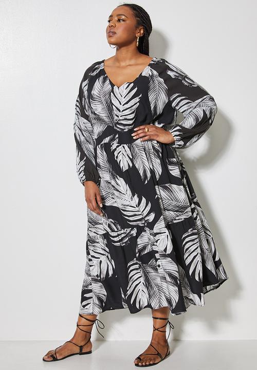 Superbalist - V-neck tiered dress - palms