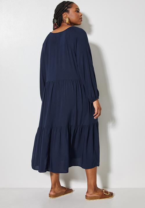 Superbalist - V-neck tiered dress - navy