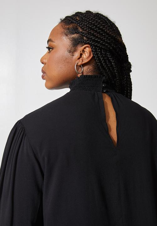 Superbalist - Hi neck elacticated blouse - black