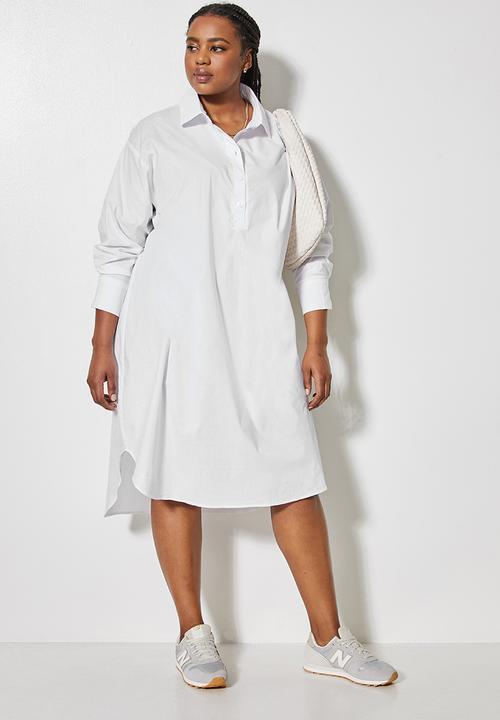 Superbalist - Curved hem shirt dress - white