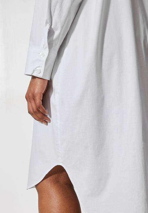 Superbalist - Curved hem shirt dress - white