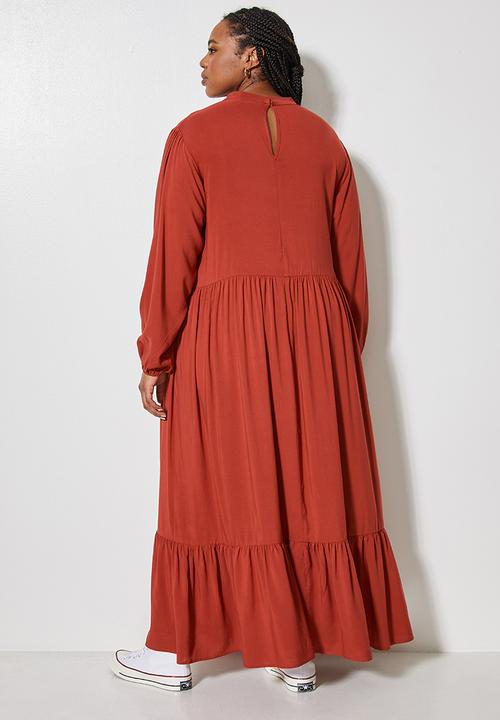 Superbalist - Funnel neck tiered dress - rust