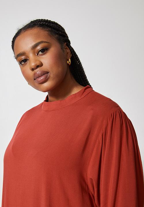 Superbalist - Funnel neck tiered dress - rust