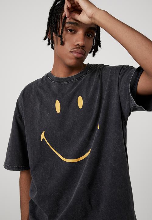 Factorie - Oversized smiley T-shirt - black