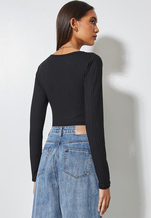 Superbalist - 2-pack wide rib v-neck bodysuit - rust & black