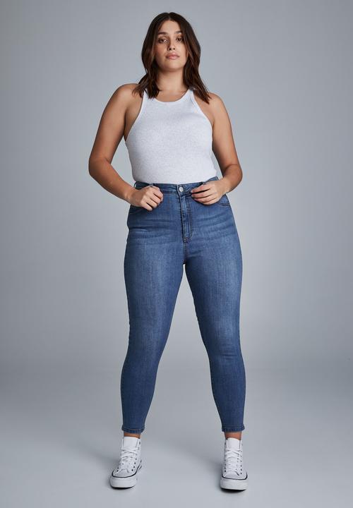 Cotton On - Curve adriana high skinny jean - highway blue