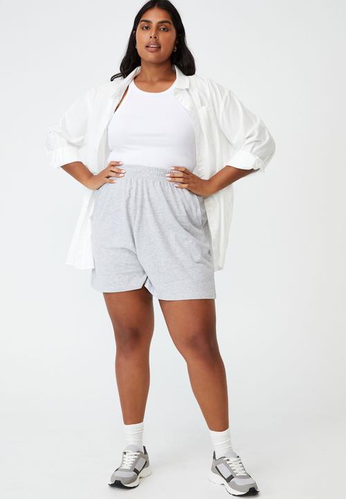 Cotton On - Curve courtside jersey short - soft grey marle