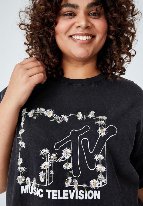 Cotton On - Curve oversized license graphic tee - black