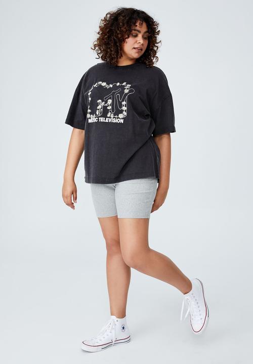 Cotton On - Curve oversized license graphic tee - black