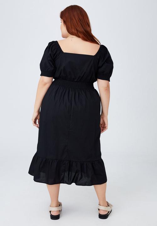 Cotton On - Curve woven square neck midi dress - black